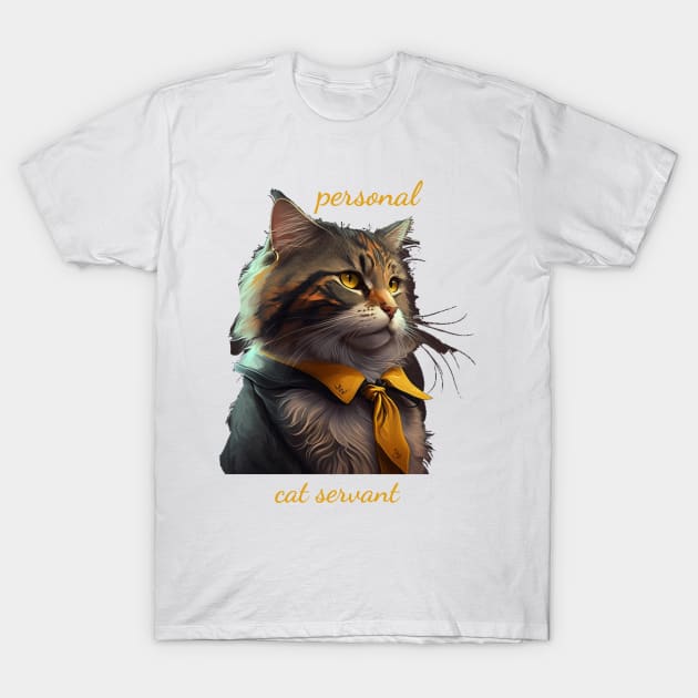 Personal Cat Servant - Rich and Luxurious Feline with Necktie T-Shirt by emmamarlene